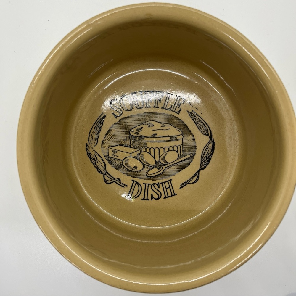 Vintage Soufflé Dish Made In England Tan Baking  Pan Pot Ceramic Bakeware - Picture 4 of 7